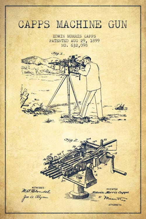 Capps M Gun Vintage Patent Blueprint