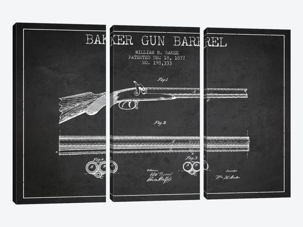 Baker Barrel Charcoal Patent Blueprint by Aged Pixel 3-piece Art Print