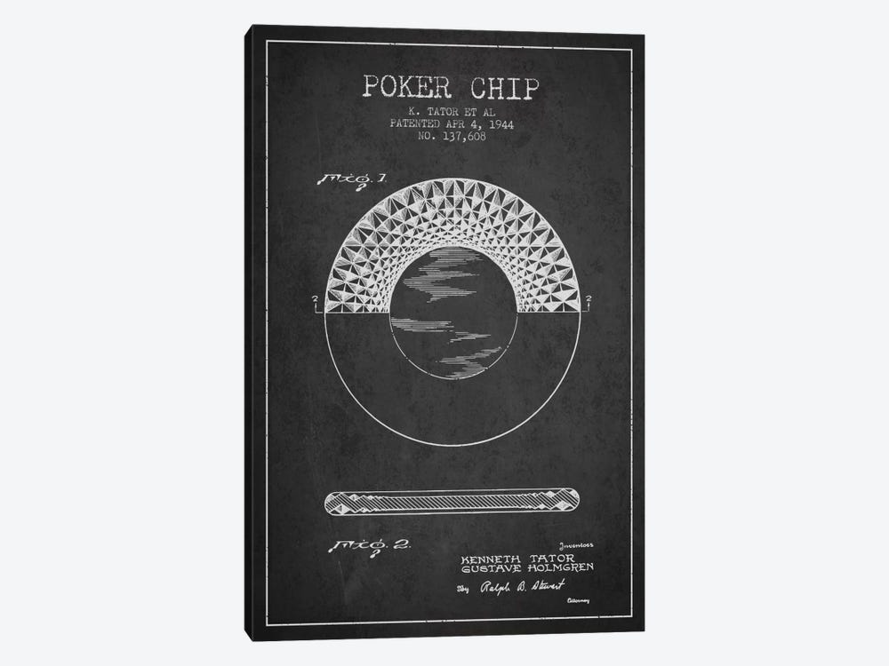 Poker Chip 1 Charcoal Patent Blueprint by Aged Pixel 1-piece Canvas Art Print