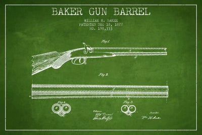 Baker Barrel Green Patent Blueprint by Aged Pixel canvas print