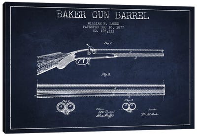 Baker Barrel Navy Blue Patent Blueprint Canvas Art Print - Weapons & Artillery Art