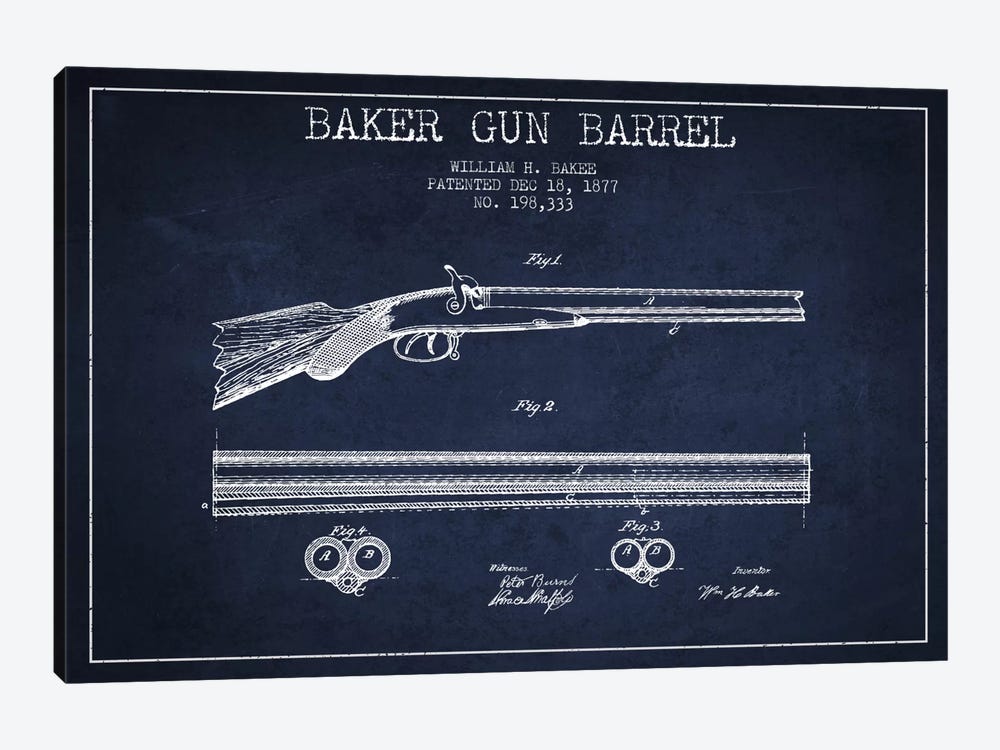 Baker Barrel Navy Blue Patent Blueprint by Aged Pixel 1-piece Canvas Artwork