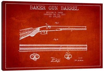Baker Barrel Red Patent Blueprint Canvas Art Print - Weapons & Artillery Art