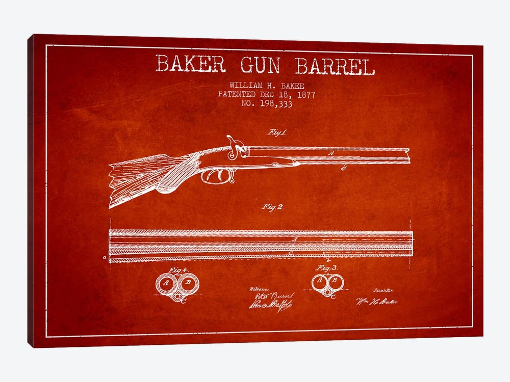 Baker Barrel Red Patent Blueprint 1-piece Canvas Print