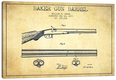Baker Barrel Vintage Patent Blueprint Canvas Art Print - Weapons & Artillery Art