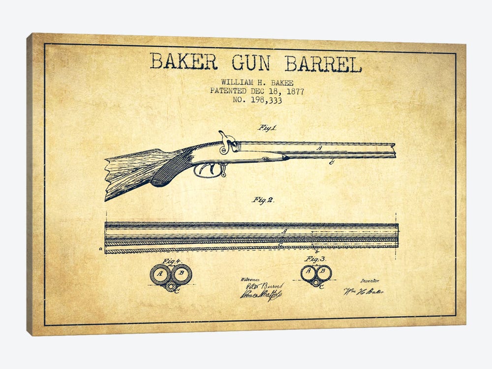 Baker Barrel Vintage Patent Blueprint by Aged Pixel 1-piece Canvas Wall Art