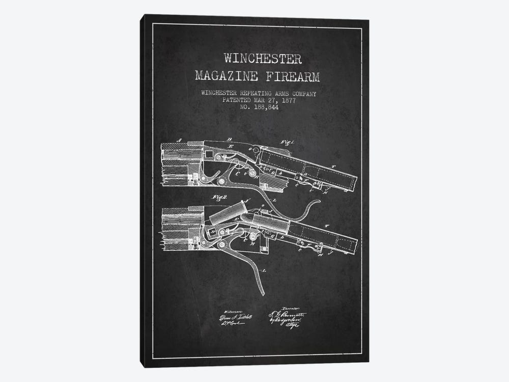 Winchester Rifle Charcoal Patent Blueprint by Aged Pixel 1-piece Canvas Print