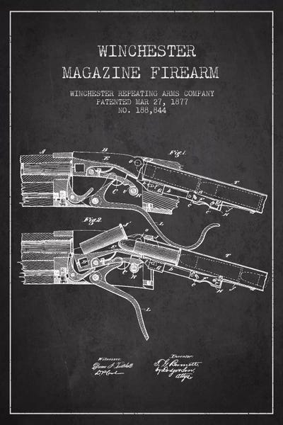 Weapon Blueprints: Winchester Rifle Charcoal Patent Blueprint by Aged Pixel