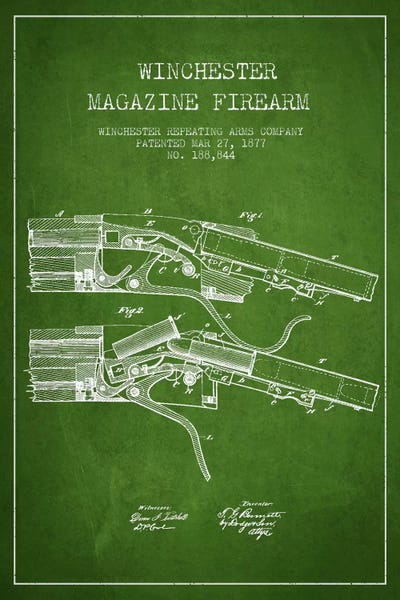 Weapon Blueprints: Winchester Rifle Green Patent Blueprint by Aged Pixel