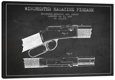Winchester Fire Arm Charcoal Patent Blueprint Canvas Art Print - Weapon Blueprints