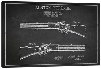 Alston Firearm Charcoal Patent Blueprint Canvas Art Print - Weapons & Artillery Art