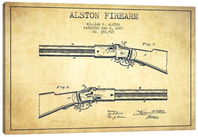 Alston Firearm Vintage Patent Blueprint Canvas Art Print - Aged Pixel: Weapons