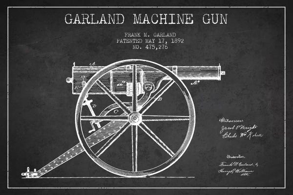 Weapon Blueprints: Garland Gun Charcoal Patent Blueprint by Aged Pixel