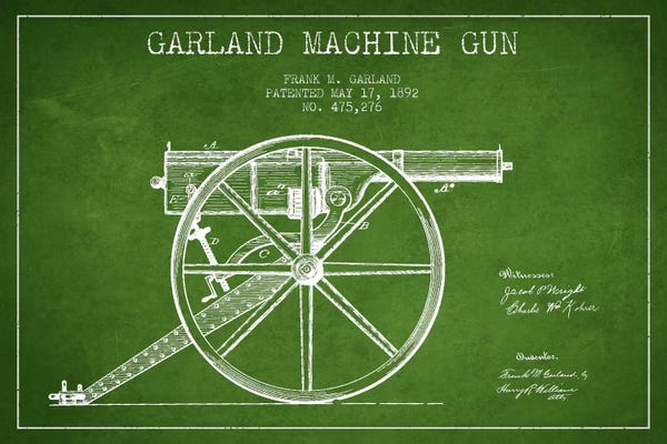 Weapon Blueprints: Garland Gun Green Patent Blueprint by Aged Pixel