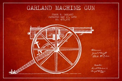 Garland Gun Red Patent Blueprint by Aged Pixel framed wall art