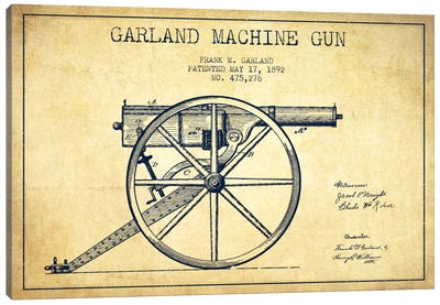 Garland Gun Vintage Patent Blueprint Canvas Art Print - Aged Pixel: Weapons