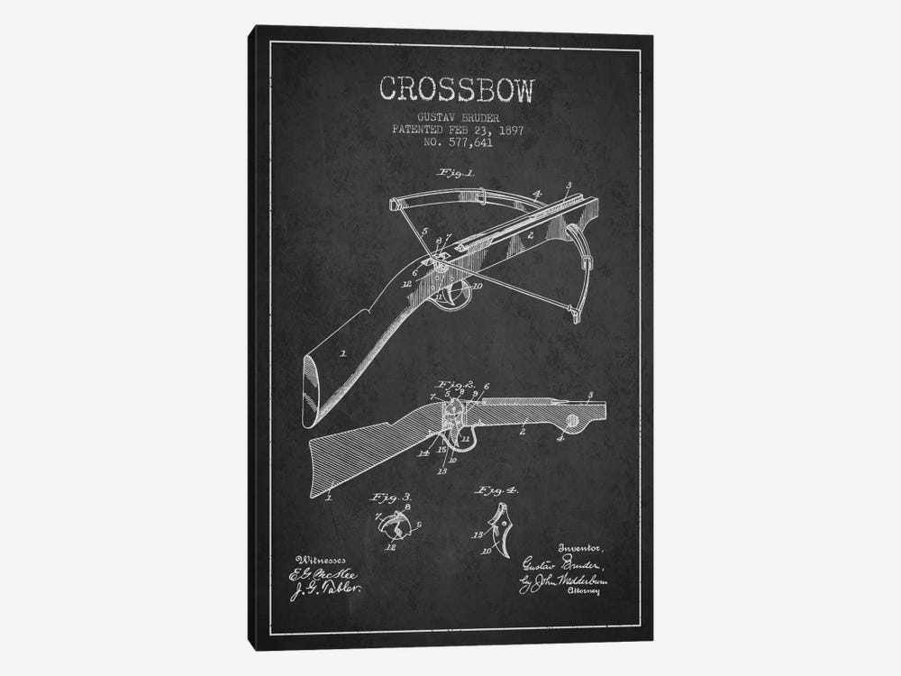 Crossbow 1 Charcoal Patent Blueprint by Aged Pixel 1-piece Canvas Art Print