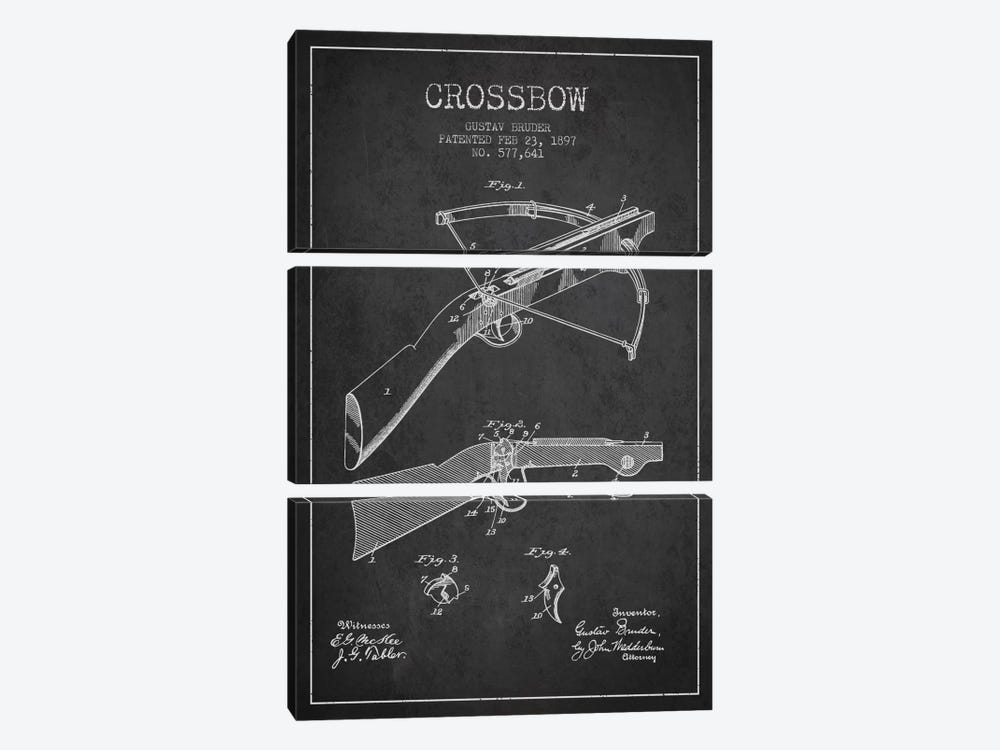 Crossbow 1 Charcoal Patent Blueprint by Aged Pixel 3-piece Art Print