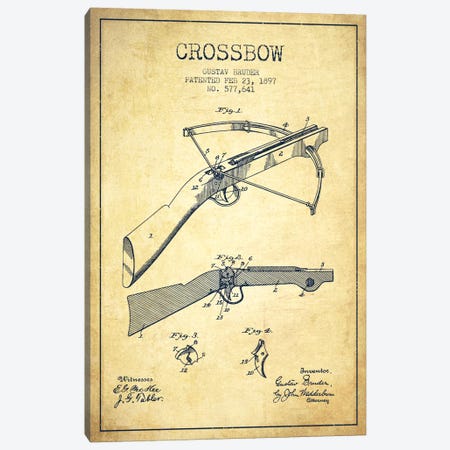 Crossbow 1 Vintage Patent Blueprint Canvas Print #ADP1398} by Aged Pixel Canvas Art