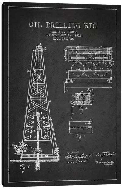 Oil Rig Charcoal Patent Blueprint Canvas Art Print - Engineering & Machinery Blueprints