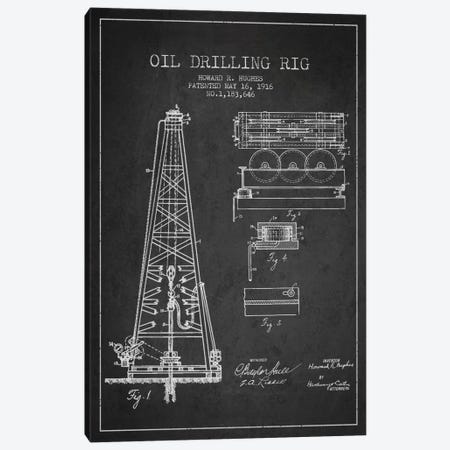 Oil Rig Charcoal Patent Blueprint Canvas Print #ADP1399} by Aged Pixel Canvas Wall Art