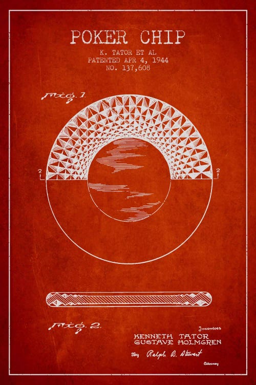 Poker Chip 1 Red Patent Blueprint