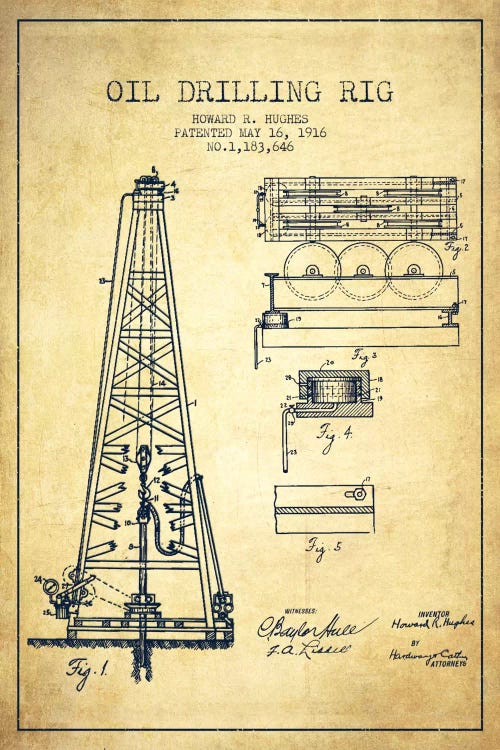 Oil Rig Vintage Patent Blueprint