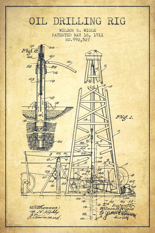 Oil Rig Vintage Patent Blueprint