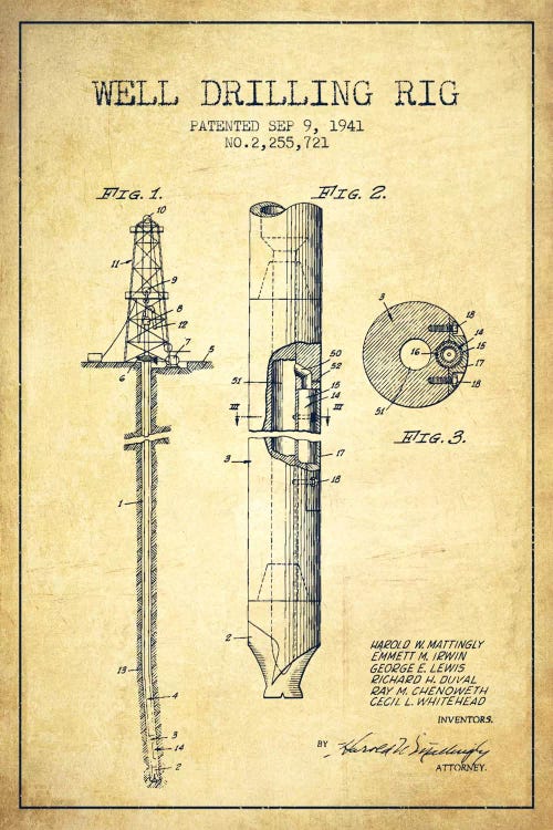 Oil Rig Vintage Patent Blueprint