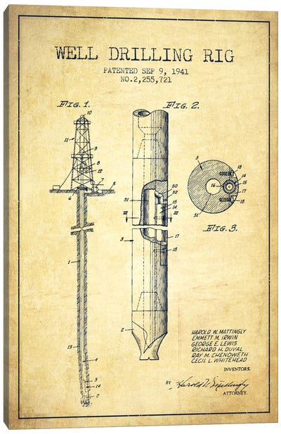Oil Rig Vintage Patent Blueprint Canvas Art Print - Engineering & Machinery Blueprints