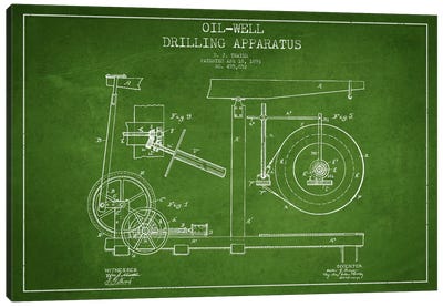 Oil Apparatus Green Patent Blueprint Canvas Art Print - Aged Pixel: Engineering & Machinery