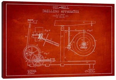 Oil Apparatus Red Patent Blueprint Canvas Art Print - Aged Pixel: Engineering & Machinery