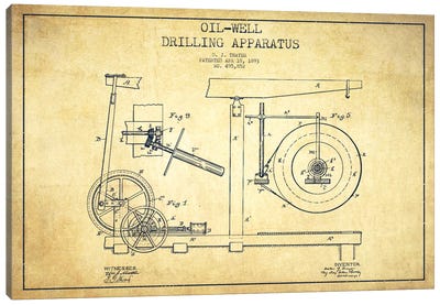 Oil Apparatus Vintage Patent Blueprint Canvas Art Print - Aged Pixel: Engineering & Machinery