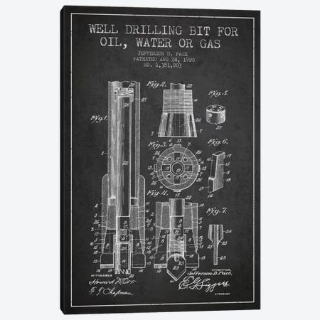 Oil Drill Bit Charcoal Patent Blueprint Canvas Print #ADP1419} by Aged Pixel Art Print