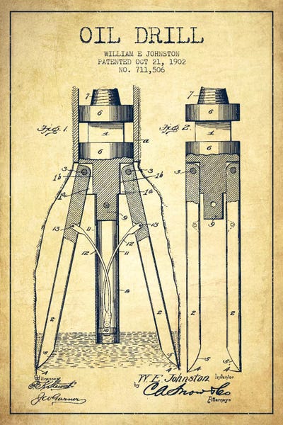 Oil Drill Vintage Patent Blueprint