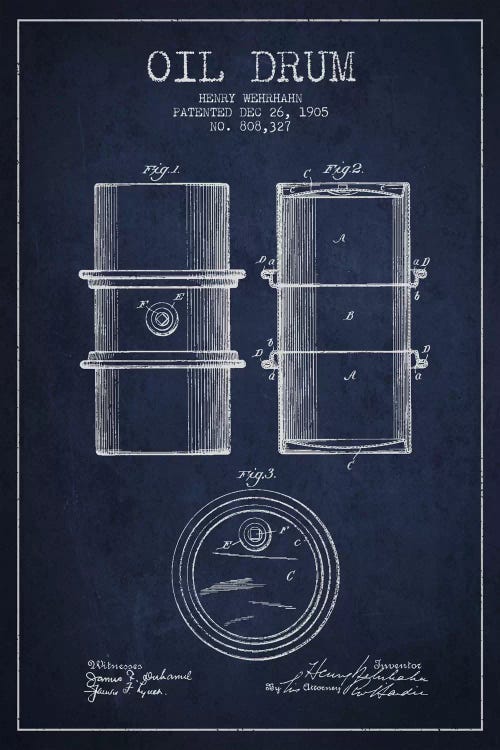 Oil Drum Navy Blue Patent Blueprint