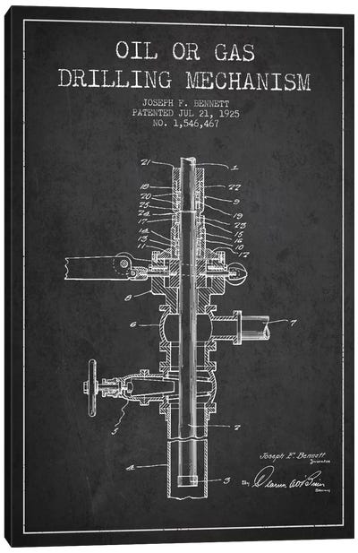 Oil Gas Mechanism Charcoal Patent Blueprint Canvas Art Print - Engineering & Machinery Blueprints