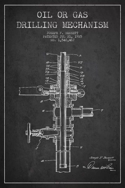 Oil Gas Mechanism Charcoal Patent Blueprint