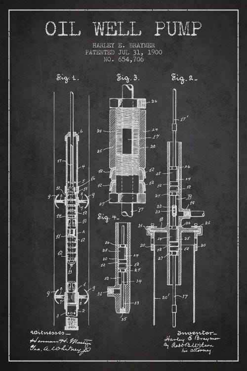 Oil Pump Charcoal Patent Blueprint