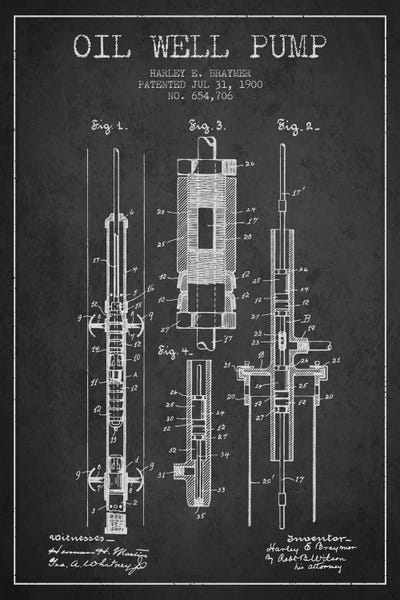 Oil Pump Charcoal Patent Blueprint
