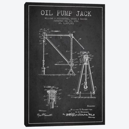 Oil Pump Jack Charcoal Patent Blueprint Canvas Print #ADP1444} by Aged Pixel Canvas Art Print