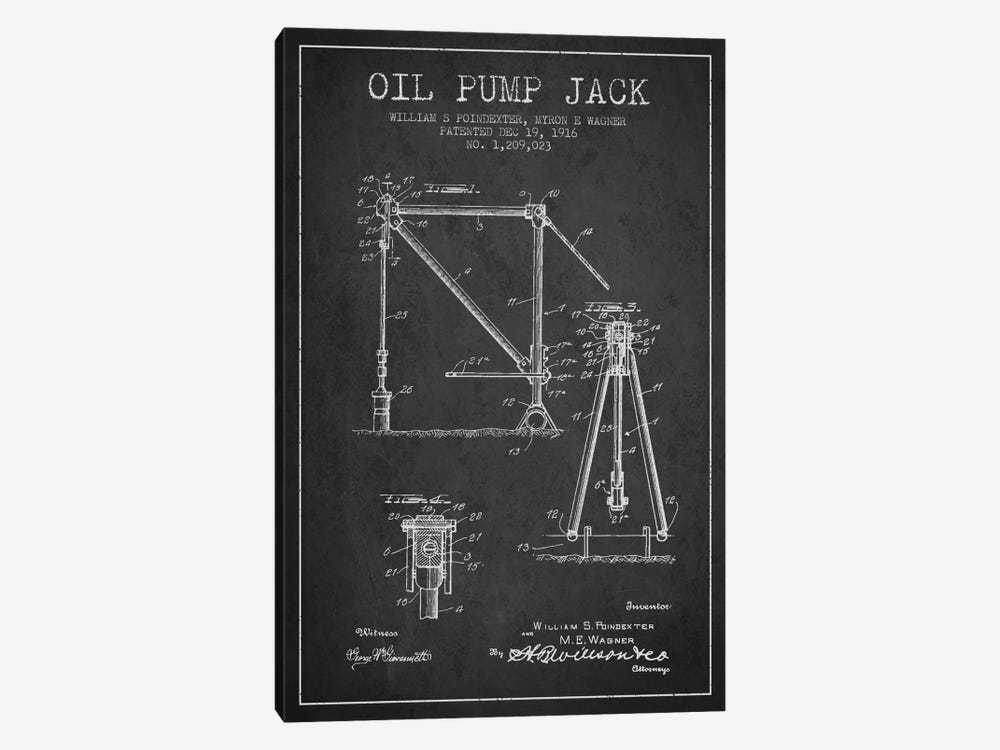 Oil Pump Jack Charcoal Patent Blueprint by Aged Pixel 1-piece Art Print
