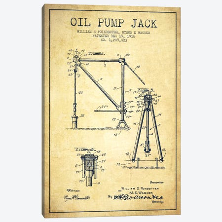 Oil Pump Jack Vintage Patent Blueprint Canvas Print #ADP1448} by Aged Pixel Canvas Artwork