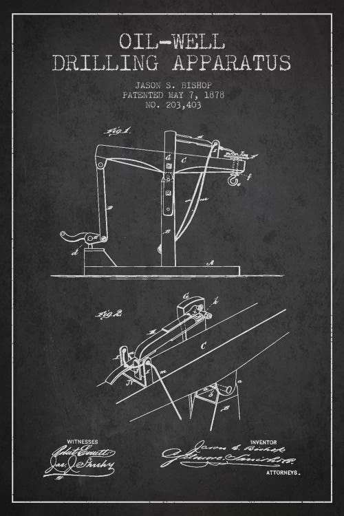 Oil Well Apparatus Charcoal Patent Blueprint