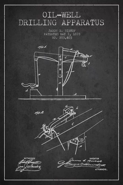 Engineering & Machinery Blueprints: Oil Well Apparatus Charcoal Patent Blueprint by Aged Pixel