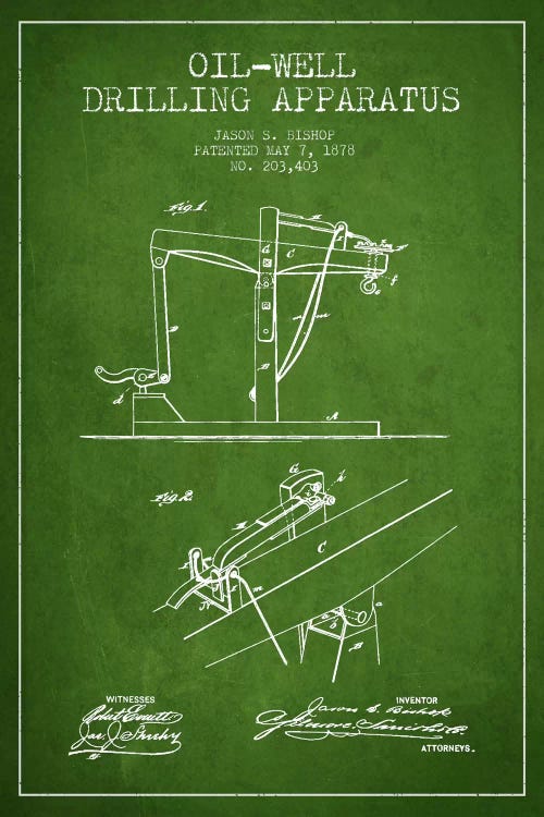 Oil Well Apparatus Green Patent Blueprint