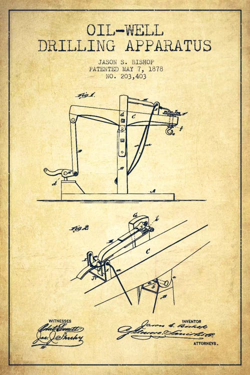 Oil Well Apparatus Vintage Patent Blueprint