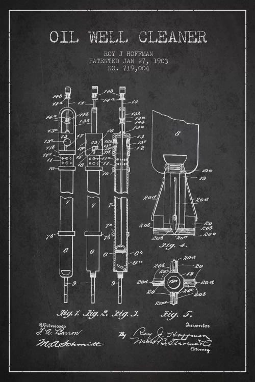 Oil Well Cleaner Charcoal Patent Blueprint