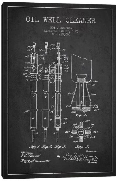Oil Well Cleaner Charcoal Patent Blueprint Canvas Art Print - Aged Pixel: Engineering & Machinery