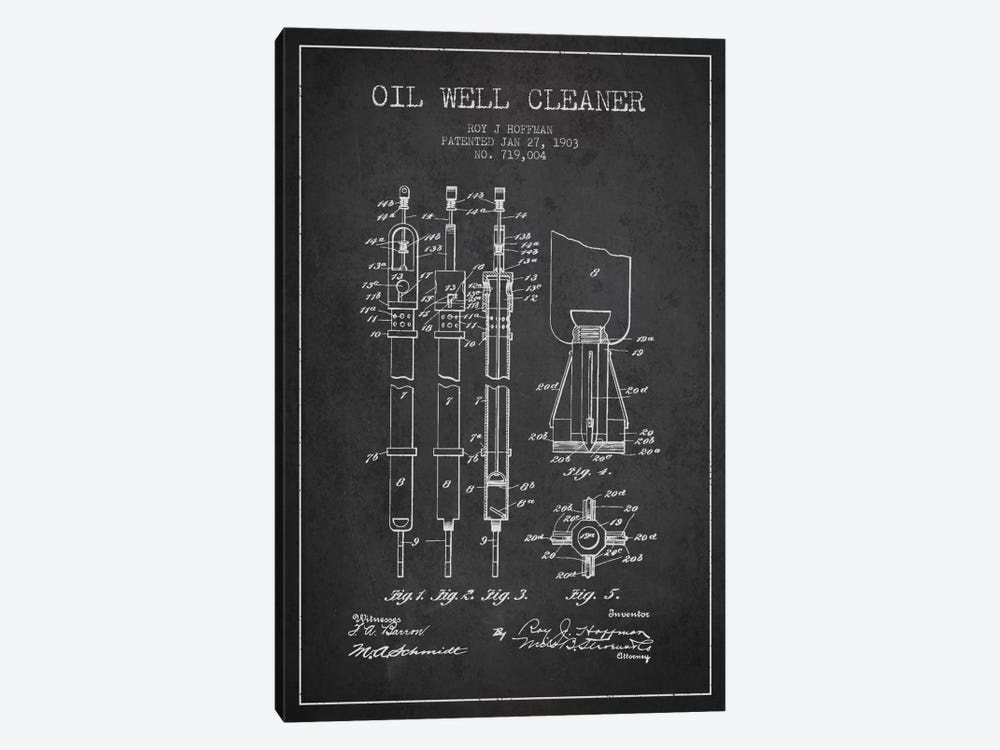 Oil Well Cleaner Charcoal Patent Blueprint by Aged Pixel 1-piece Canvas Artwork